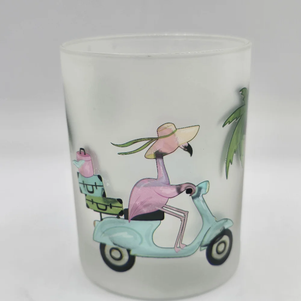 Culver Flamingo Scooter Rocks Glass 14oz – Vintage Frosted Barware